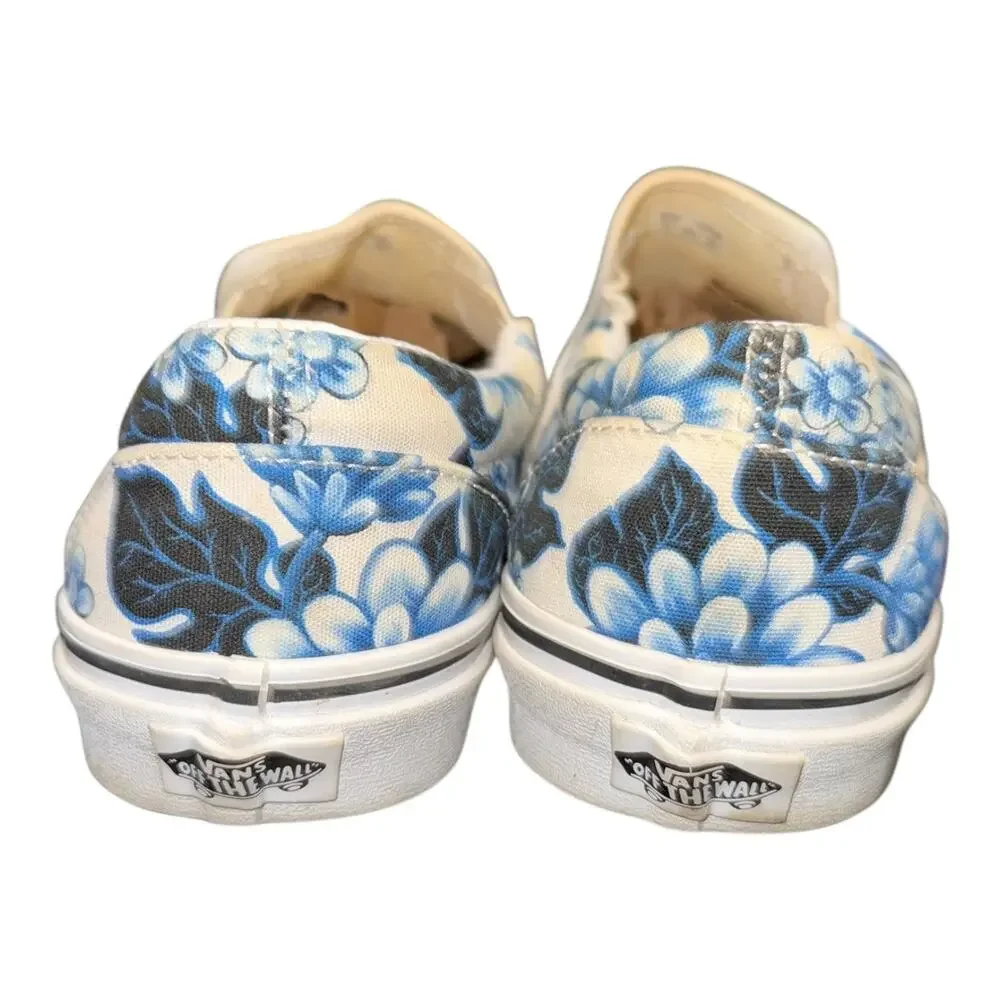 Vans Women’s Classic Slip-On Floral Sneakers Blue White Size 10 - Picture 6 of 9